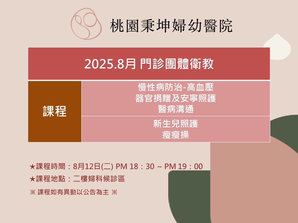 114年8月門診衛教